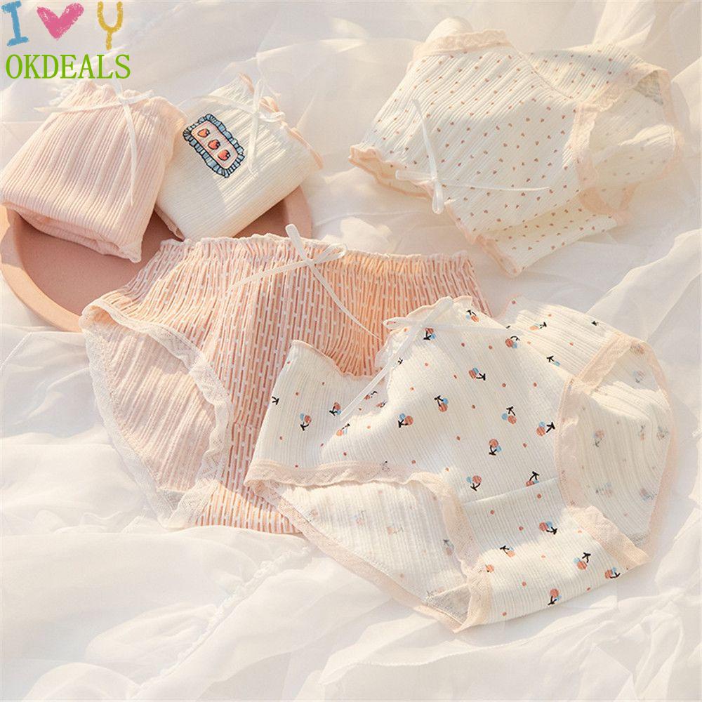 Quần Lót Cotton Lưng Vừa Không Đường May Đính Nơ Dễ Thương Thoải Mái Cho Nữ