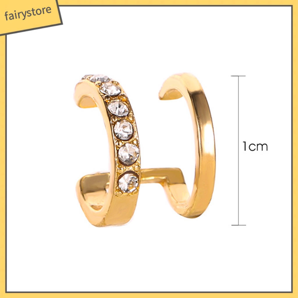 Khuyên tai không xỏ hai tầng đính đá thời trang nữ