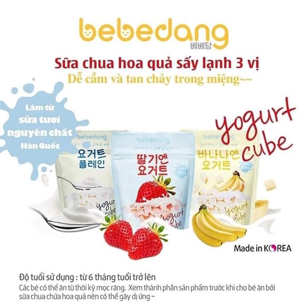 [BEBEDANG] Sữa chua khô hoa quả sấy lạnh cho bé ăn dặm 7m+