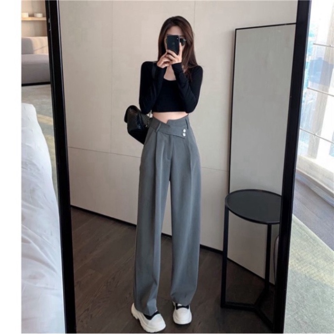 Quần Ống Rộng Baggy GUMAX, Quần Suông Cạp Cao Ống Loe Culottes Nữ Hàng Quảng Châu Siêu Hót 2021 Đẹp | WebRaoVat - webraovat.net.vn