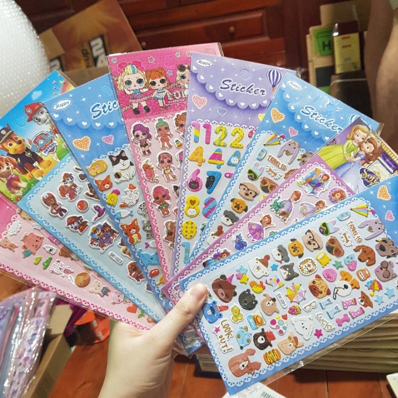 Combo 2 Tranh dán 3D, sticker dán 3D dành cho bé từ 3 tuổi