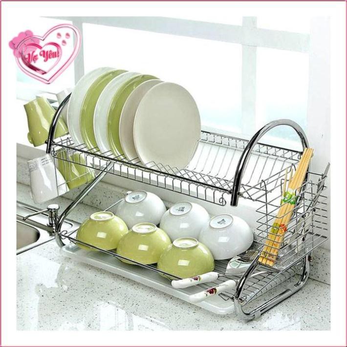 Kệ úp chén dĩa Inox 2 tầng