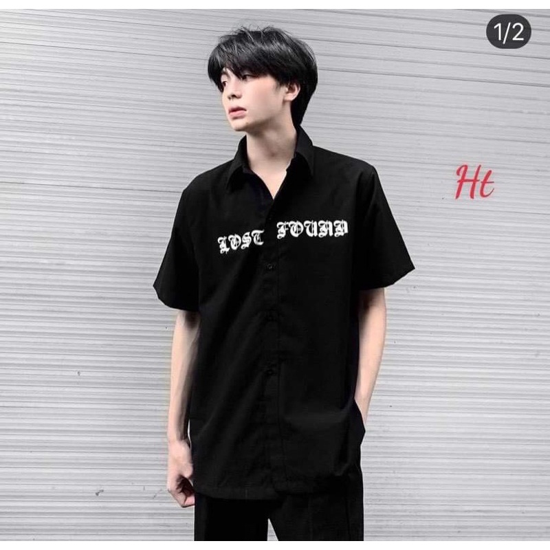 Áo sơ mi chữ hoàng gia tay ngắn HT12