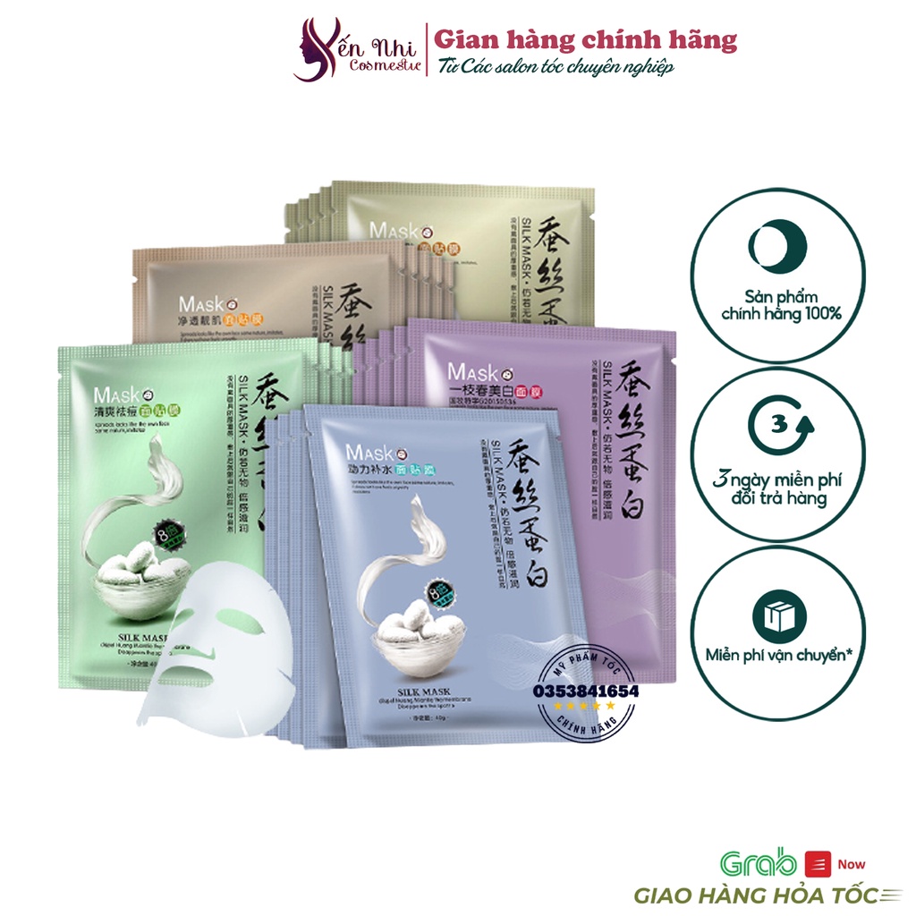 Mặt nạ giấy tơ tằm Mask mặt nạ dưỡng da cấp ẩm thải độc mặt nạ nội địa trung, Mỹ phẩm tóc yến nhi