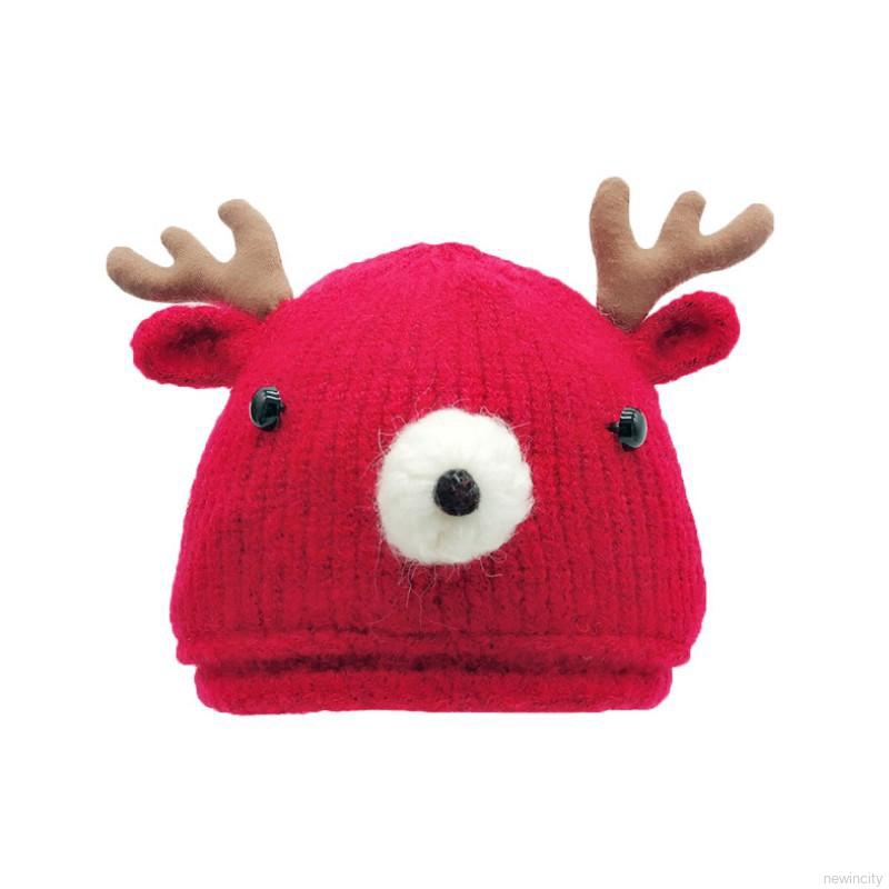 Mũ len kiểu dáng tuần lộc có gắn sừng dễ thương cho bé