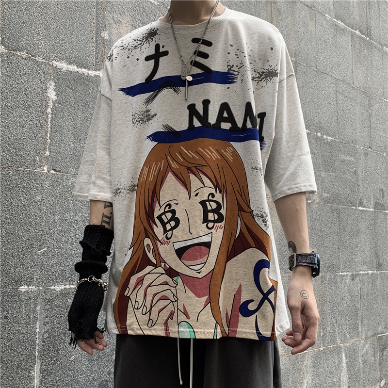 Áo Thun Tay Ngắn In Hình One Piece Phong Cách Harajuku Thời Trang Mùa Hè Cho Nam Và Nữ Faruiline Fru079