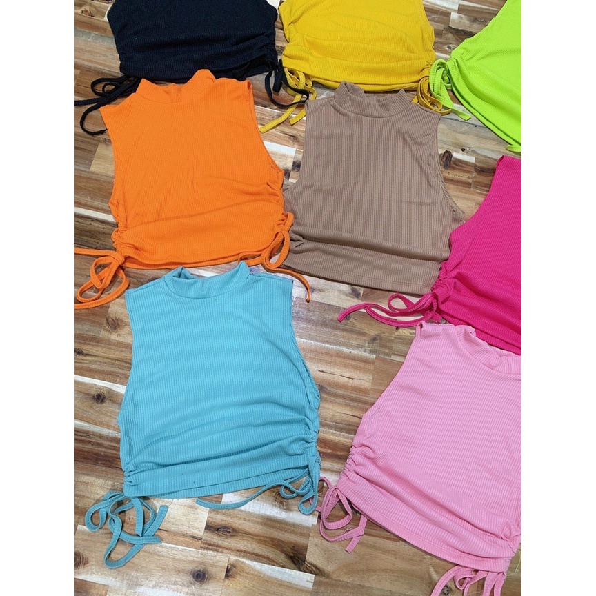 áo ba lỗ cổ cao rút dây 2 bên tôn dáng chất đẹp l