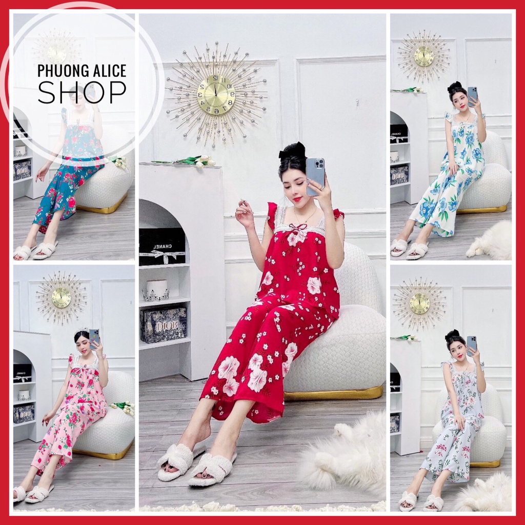 Đồ bộ nữ mặc nhà, bộ đồ dài cánh tiên phối ren- Phuongaliceshop