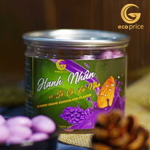 SOCOLA NHO HẠNH NHÂN - HẠT HẠNH NHÂN SOCOLA NHO ECOPRICE - SOCOLA NHO ALMOND - ALMOND CHOCOLATE GRAPE FLAVOR - HŨ - 150G