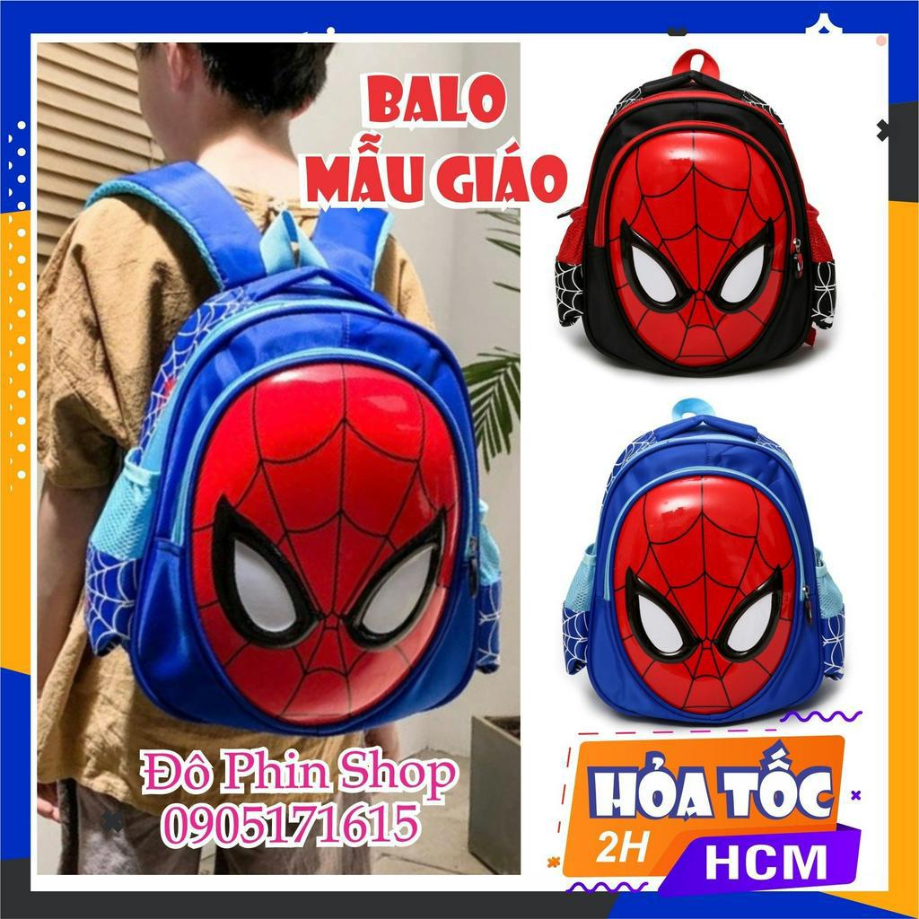 Balo bé trai đi học mẫu giáo tiểu học siêu nhẹ chống gù không thấm nước ba lô hình siêu nhân nhện mầm non lớp 1