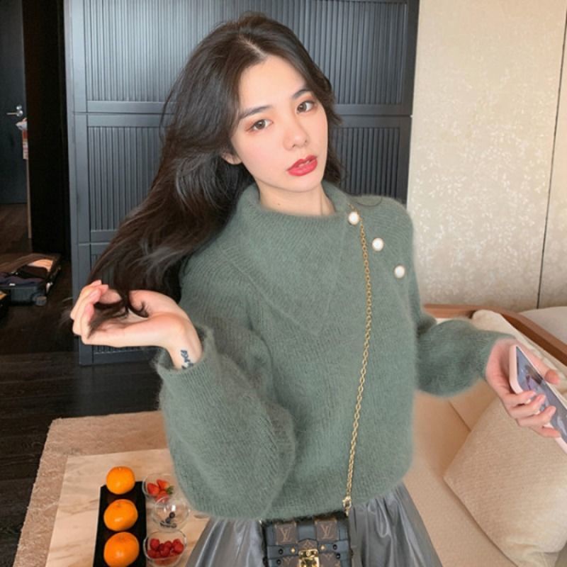 Áo Sweater Dệt Kim Form Rộng Phong Cách Hàn Quốc Mới Cho Nữ 2021