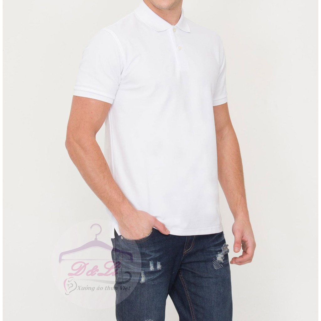 Áo thun ngắn tay Polo Nữ có cổ màu Trắng  thun cá xấu Poly Thái cao cấp giá sỉ