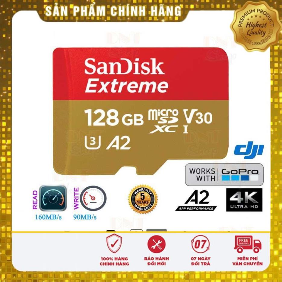 (giá khai trương) Thẻ Nhớ MicroSDXC SanDisk Extreme V30 A2 Class10 4K 128GB 160MB/s - Tốc độ siêu cao