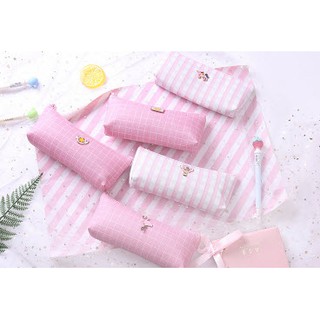 HB52 Hộp bút túi viết bóp viết dễ thương hộp bút kẻ caro hồng hộp bút sakura hộp bút ngựa thần