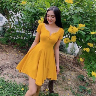 🍃ĐẦM TRƠN XOÈ NÚT NGỰC🍃