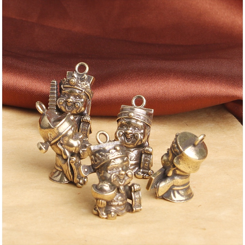 Móc khóa đồng thau độc lạ may mắn phong thủy Hình Bộ 5 ông thần tài cực đẹp  may mắn phong cách sưu tầm độc đáo bền chắc