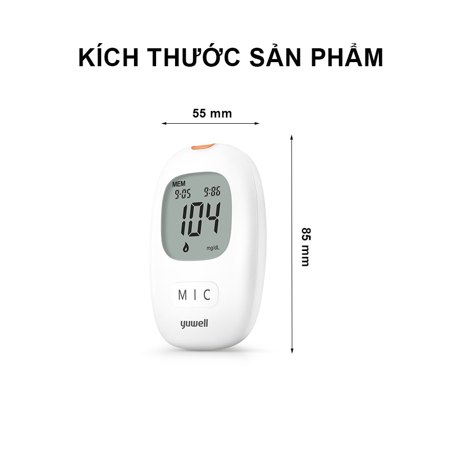 Máy đo đường huyết điện tử YUWELL Accusure 710 tặng kèm theo 10 kim lấy máu +10 que thử đường huyết - bảo hành trọn đời