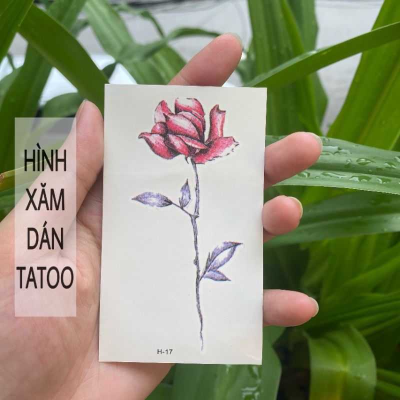 Hình xăm hoa hồng xinh yf281 h17. Tatoo dán tạm thời size 10x6cm