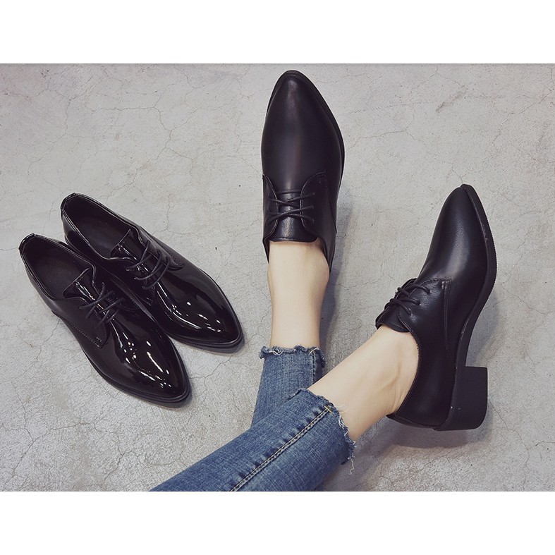 Siêu Hot 2021 giày oxford nữ mũi nhọn da bóng và da lì hàng Quảng Châu | BigBuy360 - bigbuy360.vn