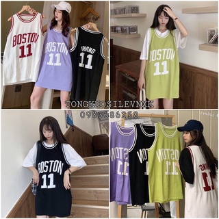 ÁO THỂ THAO BÓNG RỔ BOSTON 11 - ÁO BA LỖ TANK TOP VIỀN SỌC HOT