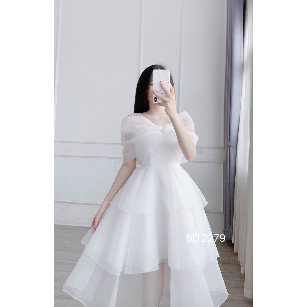 Váy tơ tằm nơ ngực xếp tầng-By Băng Di Boutique | BigBuy360 - bigbuy360.vn