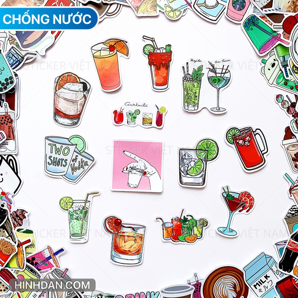 [HCM] Sticker Đồ Uống - Drink CHỐNG NƯỚC Dán Nón Bảo Hiểm | Sticker Việt Nam