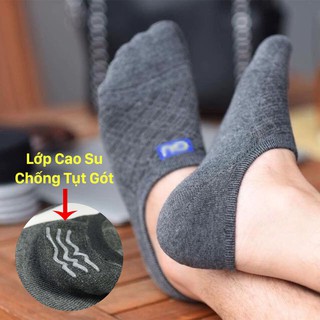 Combo 5 Đôi Tất Lười Nam COTTON Có Vân Cao Su Chống Tụt Gót Tuyệt Đối - Xuất Nhật