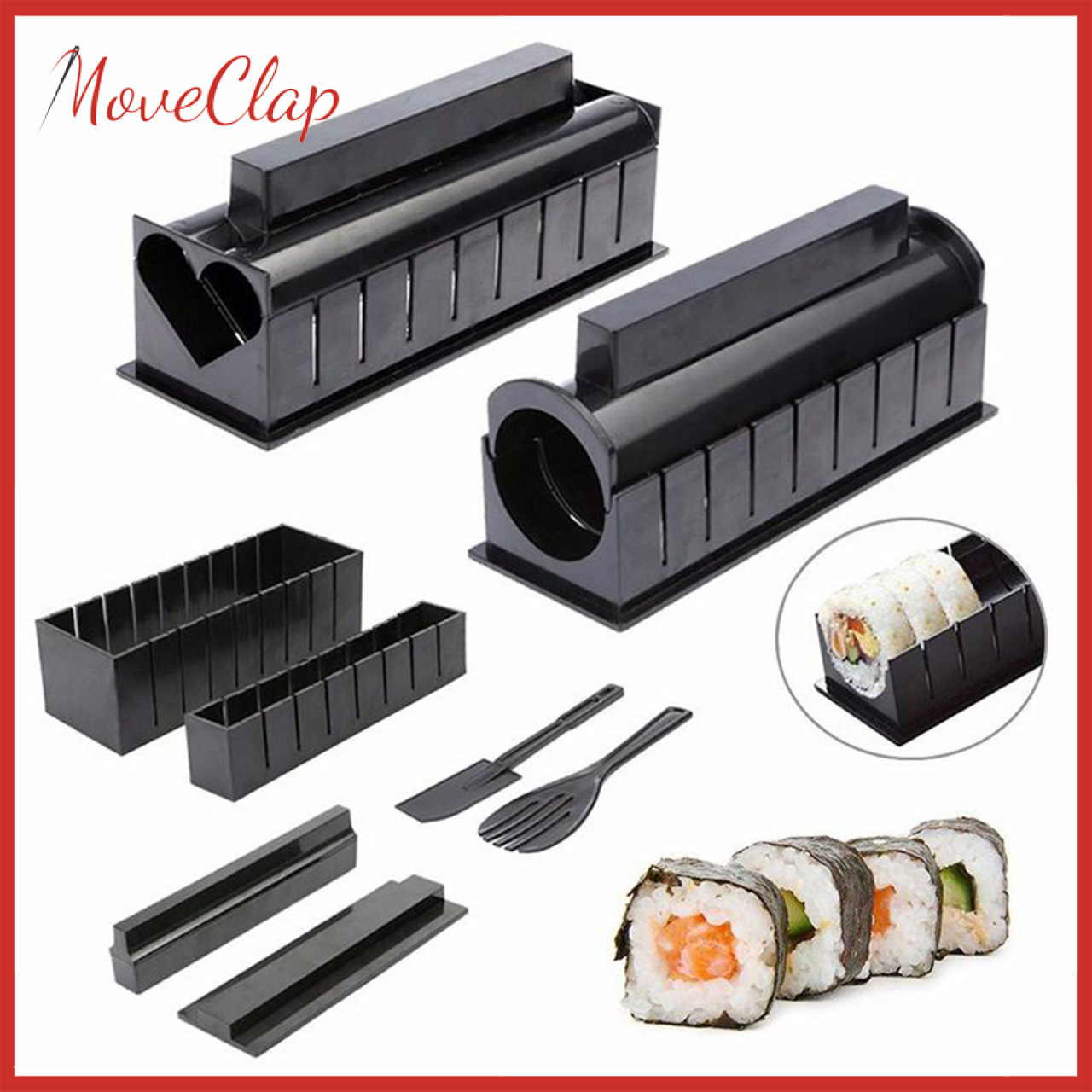 Bộ Dụng Cụ Làm Sushi 11 Món Kèm 4 Khuôn Làm Sushi