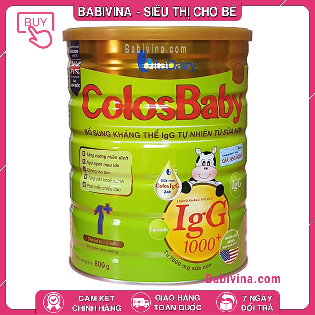 [LẺ GIÁ SỈ] Sữa Non Colosbaby Gold 1+ 800g 1000IgG | Mua COLOS BABY Chính Hãng Vitadairy Date Mới, Giá Tốt Nhất Babivina