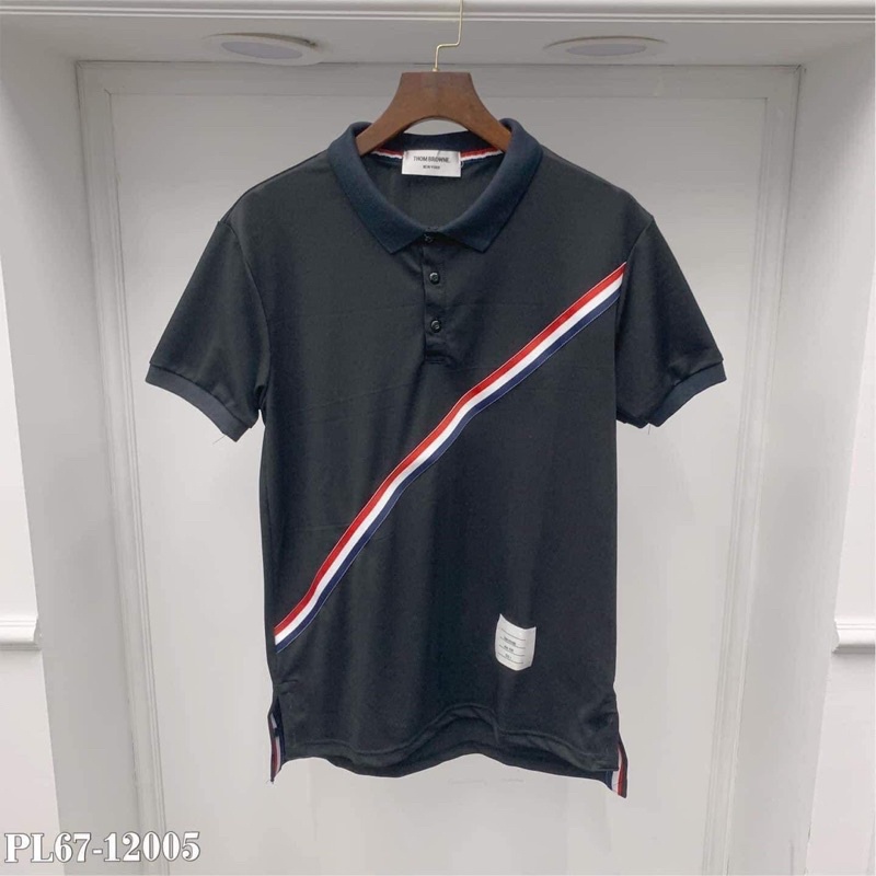 Áo phông có cổ vạt chéo thêu cực chất