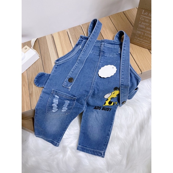 Quần yếm Jean, yếm bò dài phong cách Hàn Quốc cho bé trai bé gái từ 7 đến 14kg - Riokids YEM3