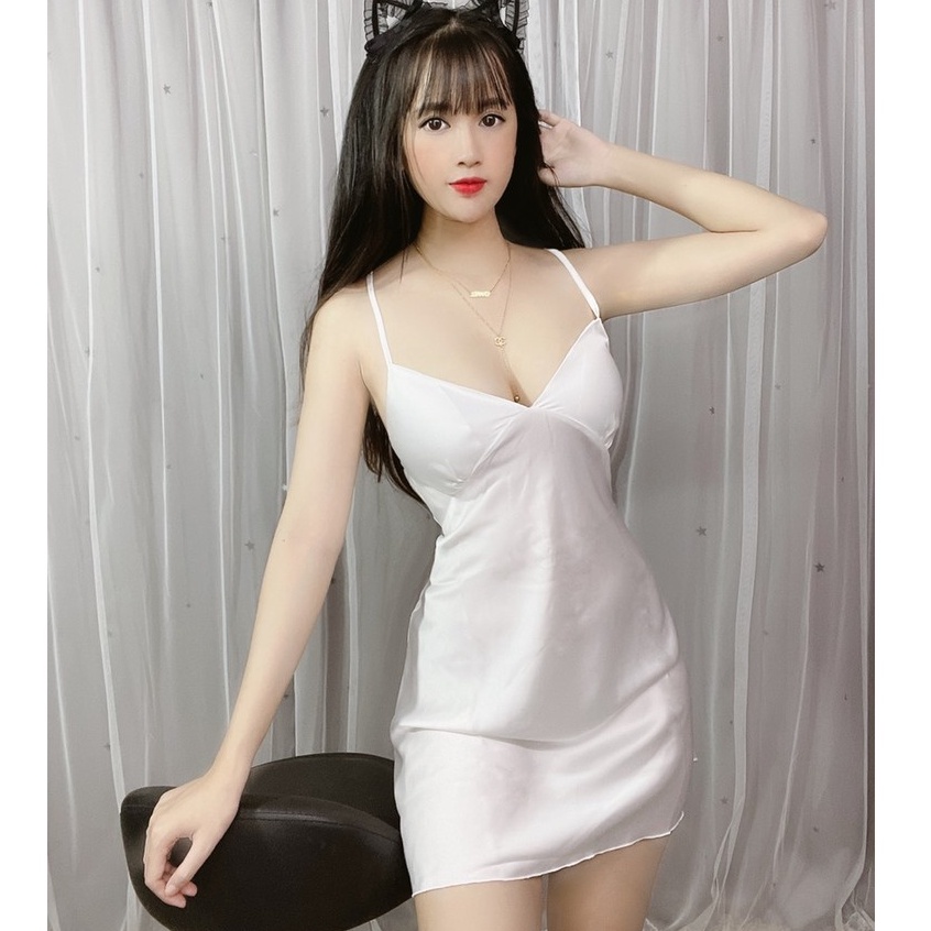 Váy Ngủ Nữ SOJUN Vải Satin Trơn Dưới 57Kg