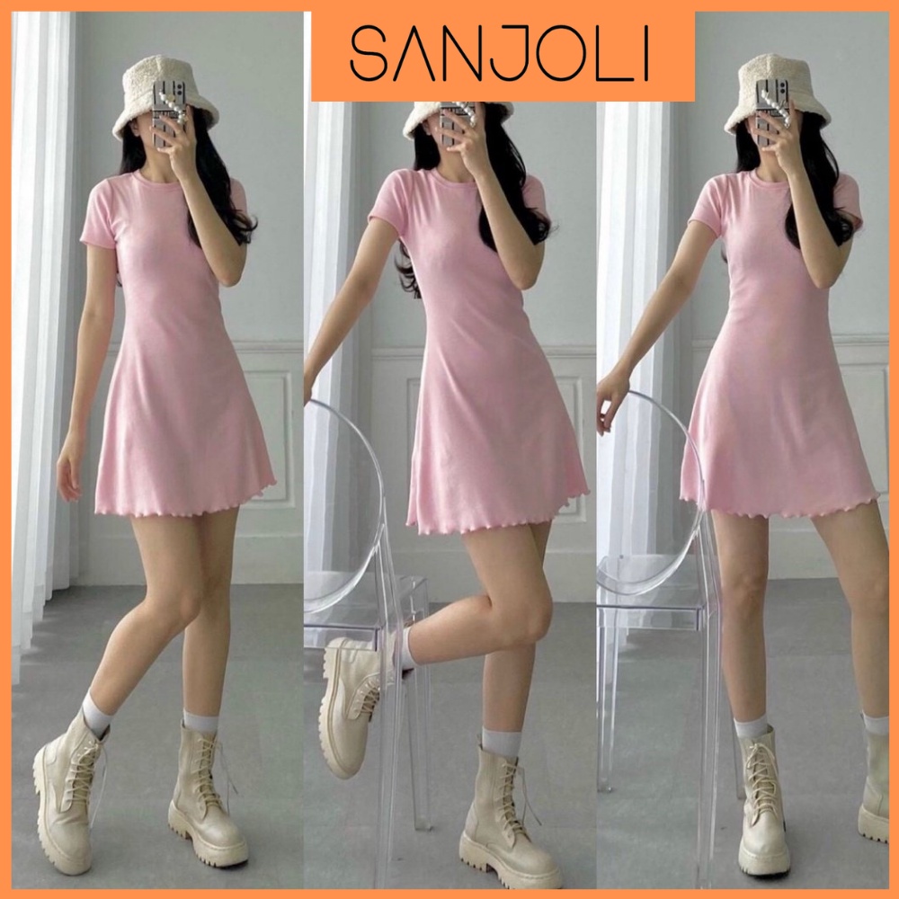 Váy Body SANJOLI Đầm Thun Ôm Body Ôm Eo Dáng Xòe Tay Ngắn Đi Dự Tiệc Sang Chảnh VD064 | BigBuy360 - bigbuy360.vn
