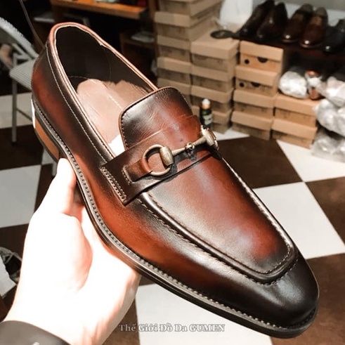 Giày lười da nam cao cấp ERMAND đế phíp da bò thật bảo hành 1 năm - Mã T877