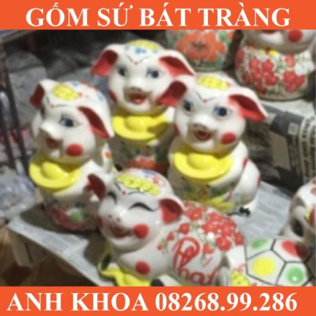 Lợn ôm vàng - Gốm sứ Bát Tràng Anh Khoa