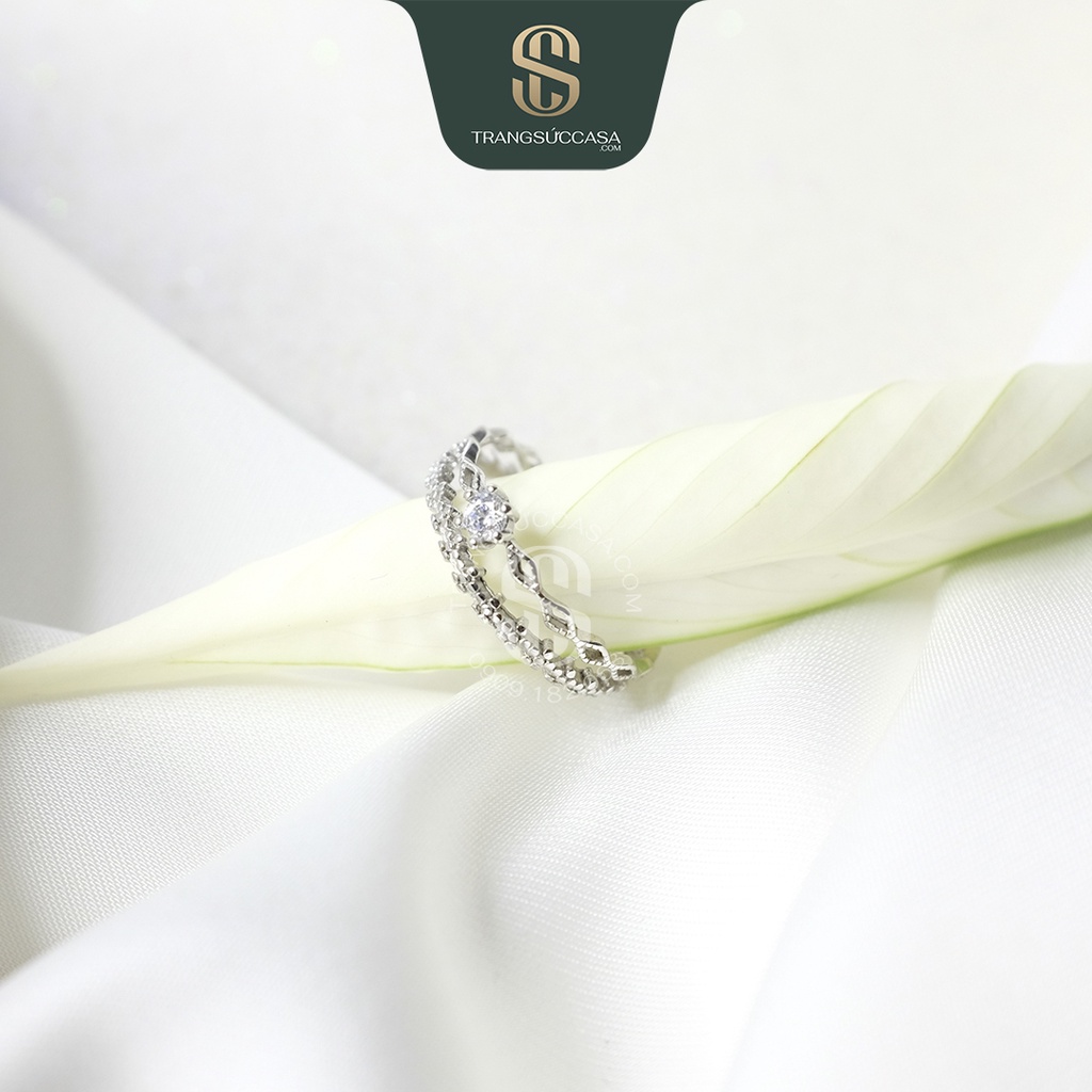 CASA Nhẫn Bạc Vương miện Đính đá cao cấp cho nữ CASAR024 [CAM KẾT CHẤT LƯỢNG]