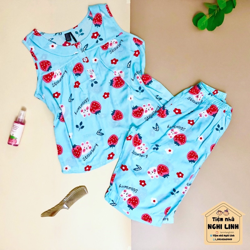 [ MOM ] Đồ bộ tole lanh quần lửng không tay bâu sen nhỏ (40 -73kg) | BigBuy360 - bigbuy360.vn
