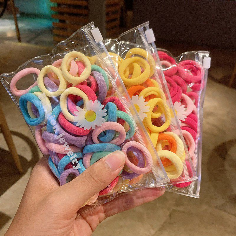 Set 50 cái chun buộc tóc trơn basic mix màu ngẫu nhiên cho bé yêu