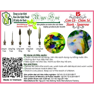 Dụng cụ làm thạch rau câu 3D Ngọc Huệ (bộ 5 kim số 15 - con cò, chim sẻ)