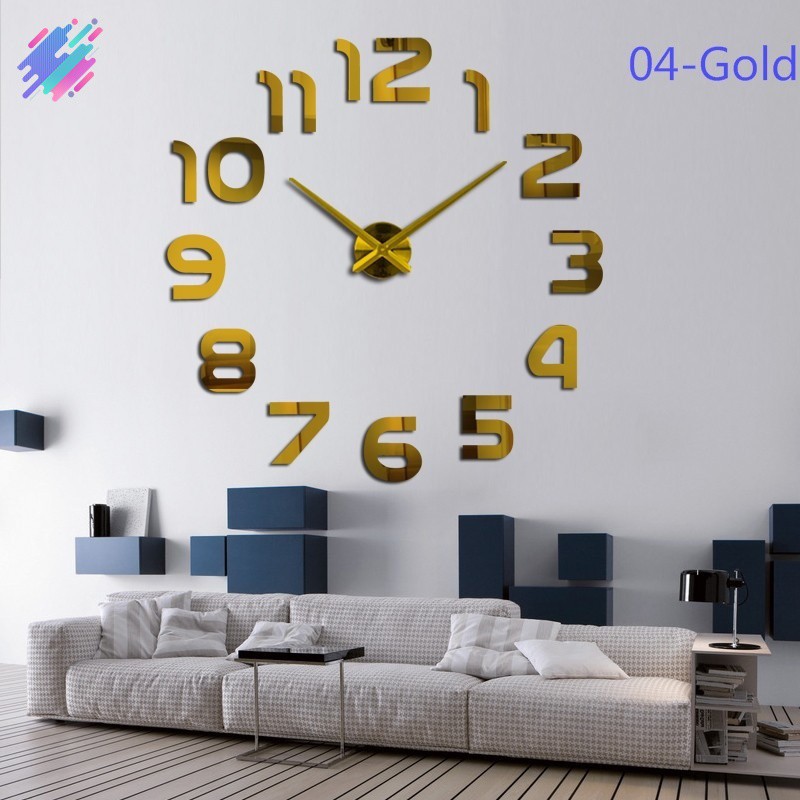 Đồng hồ dán tường 3D size lớn tráng gương trang trí nhà cửa sang trọng