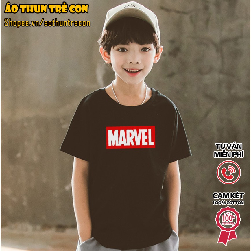 Quần Áo Trẻ Em Áo Thun Ngắn Tay Cho Bé Logo Marvel Siêu Anh Hùng Basic Đơn Giản Hot Trend Hè 2021 100% Cotton