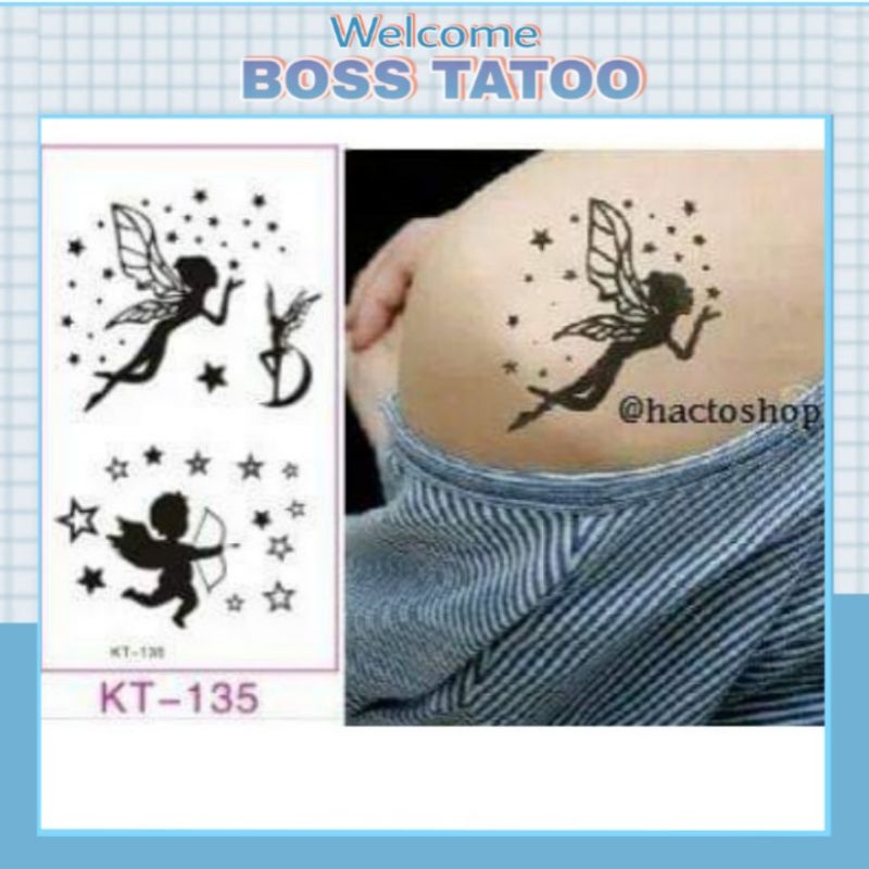 Hình xăm tatoo thiên thần. Xăm dán tatoo mini tạm thời, size &lt;10x6cm