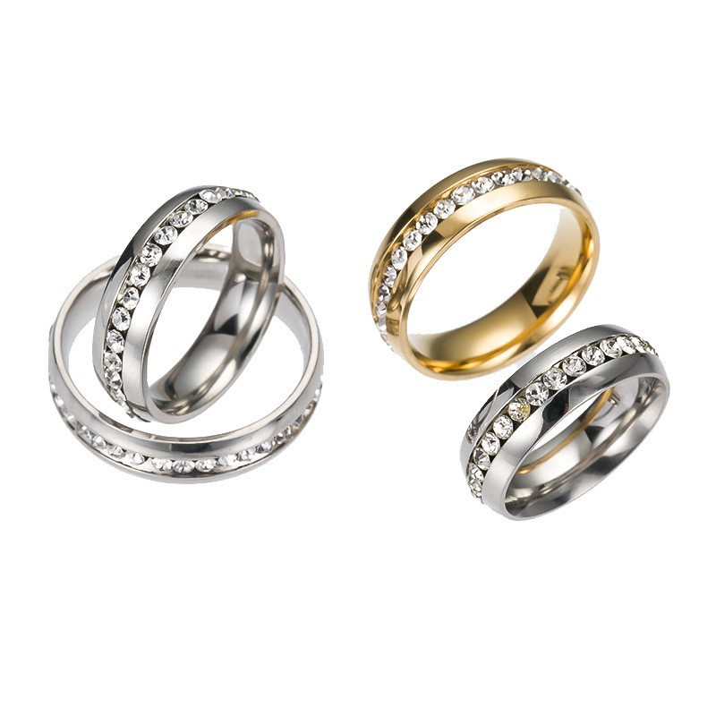 Nhẫn cưới nữ chất liệu thép không rỉ mạ vàng bạc
