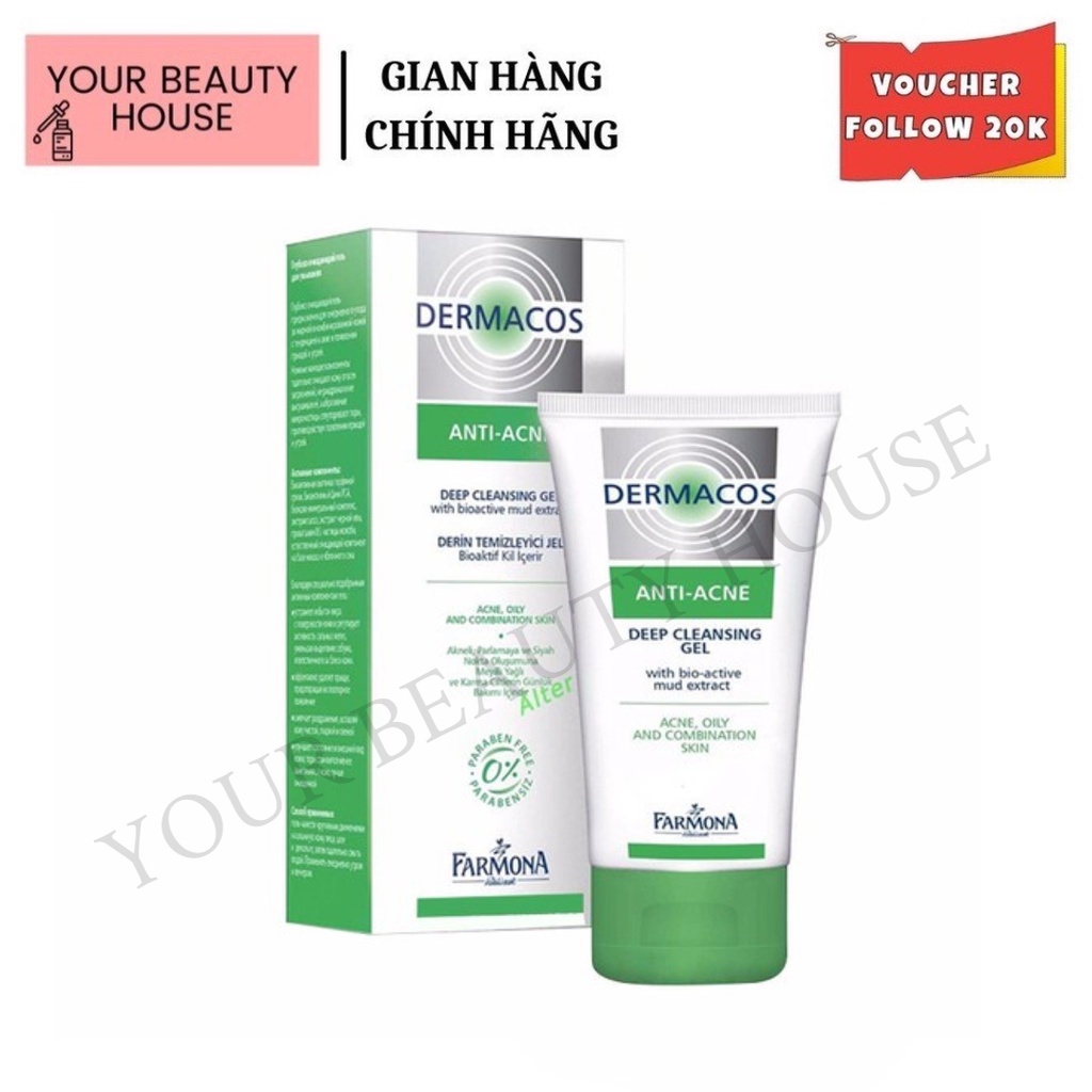 [Farmona] Gel Rửa Mặt Dermacos Anti-Acne Ngừa Mụn, Sạch Sâu - 150ml