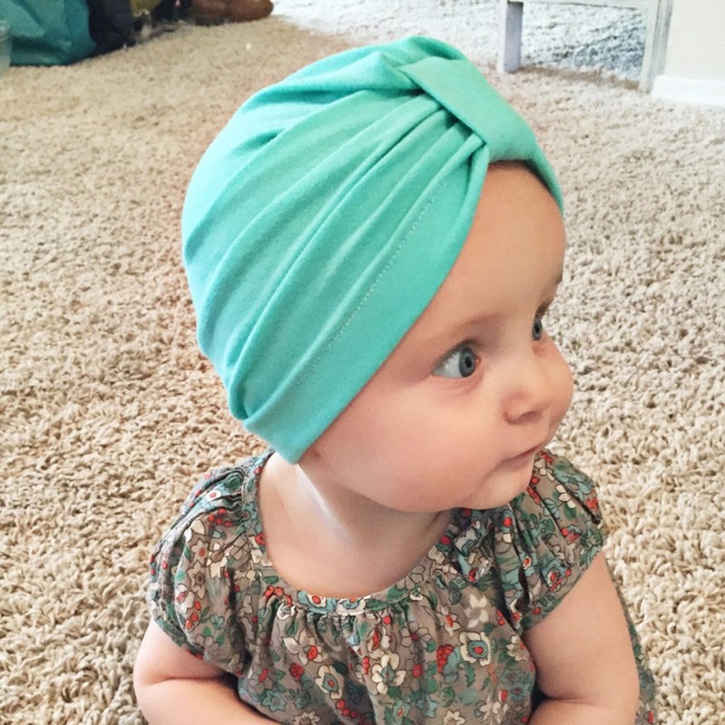 Mũ trùm đầu kiểu turban màu trơn mới lạ cho bé