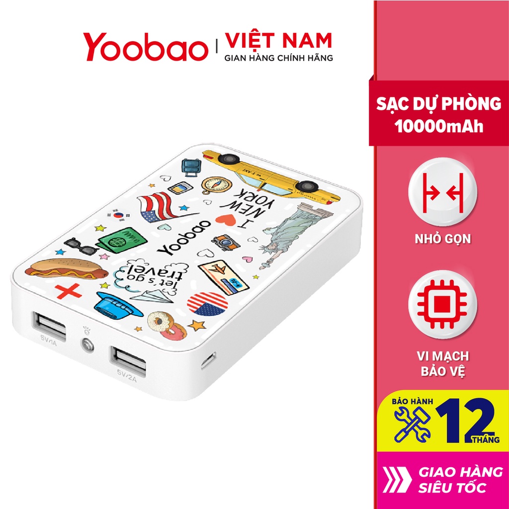 Sạc dự phòng 10000mAh Yoobao M5C Phiên bản I LOVE NEW YORK - Hàng chính hãng - Bảo hành 12 tháng 1 đổi 1