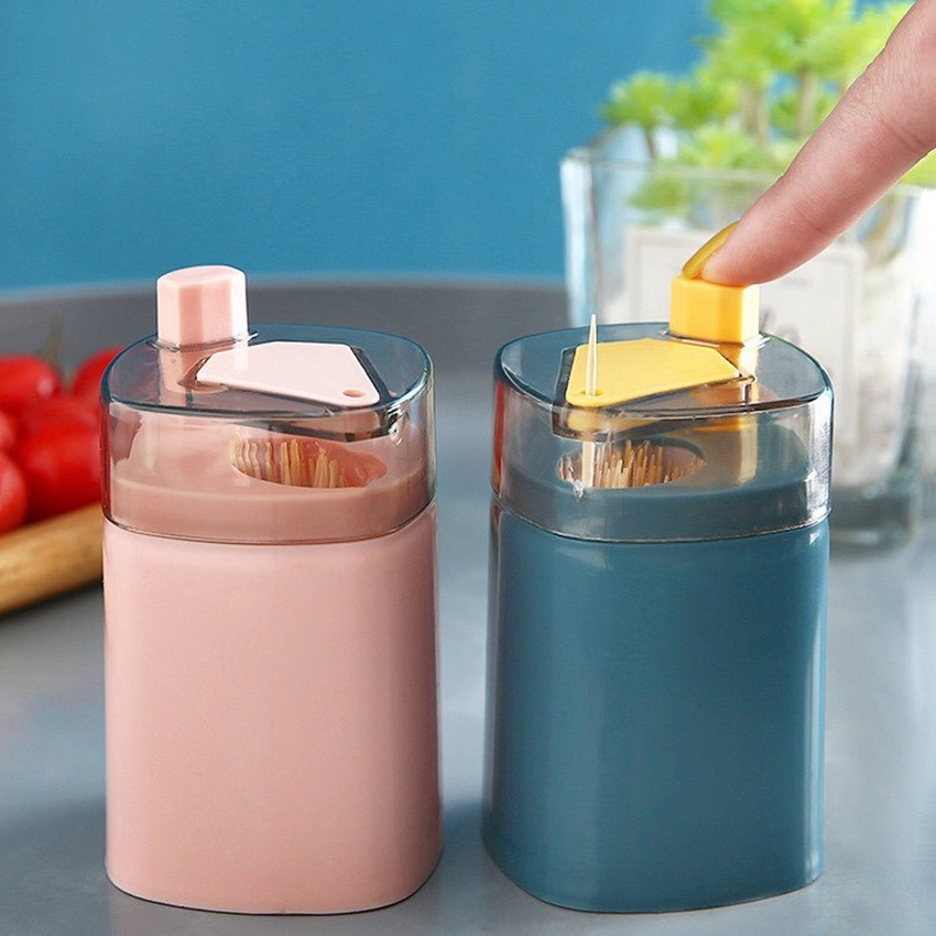 Combo 2 Hộp đựng tăm tích hợp nút bấm nhả tăm tự động thiết kế thông minh, hủ đựng tăm chất liệu nhựa cao cấp Angola