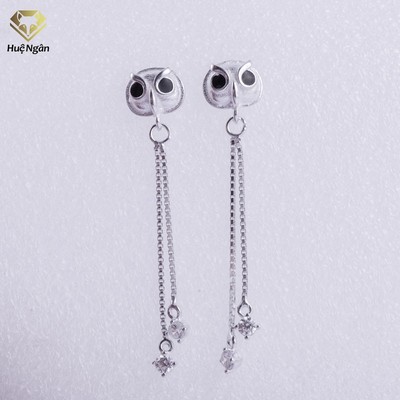 Bông tai bạc Ý 925 Huệ Ngân -Owl Cú mèo đáng yêu dáng dài ZCE15108