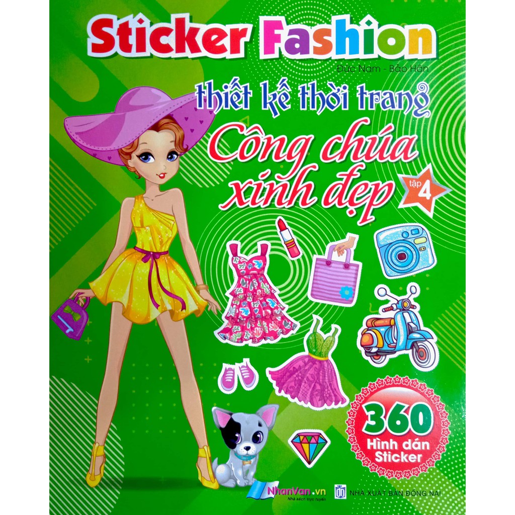 Sách 360 Hình dán Sticker Thiết kế thời trang Công Chúa Xinh Đẹp