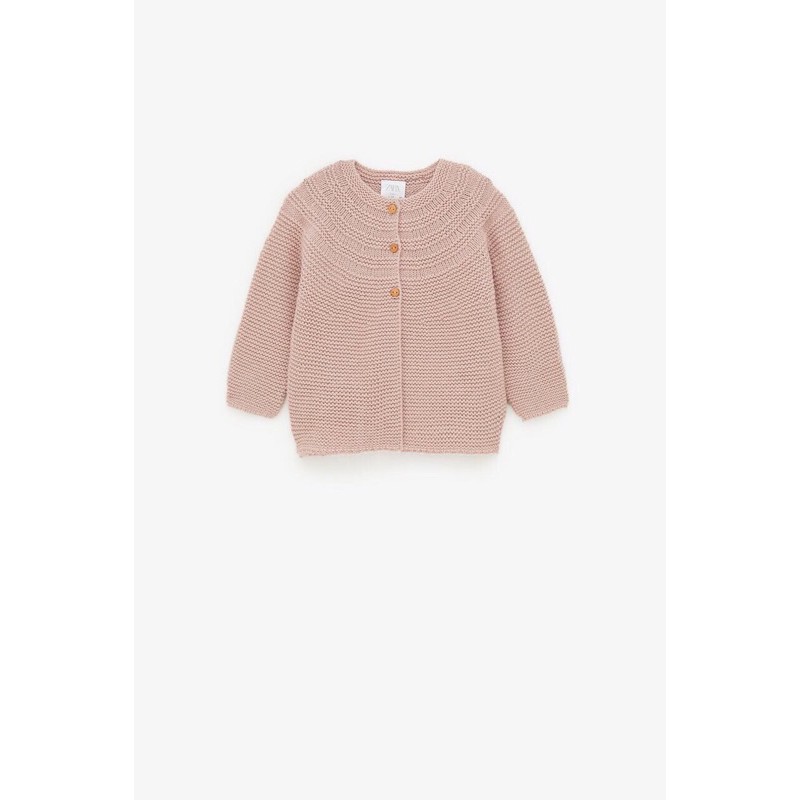 Cardigan bé gái len basic